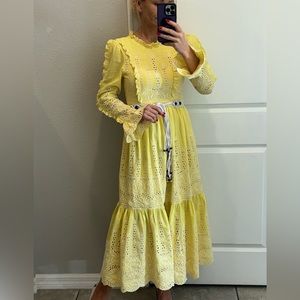 Belted broderie anglaise cotton maxi dress, XS, M, L